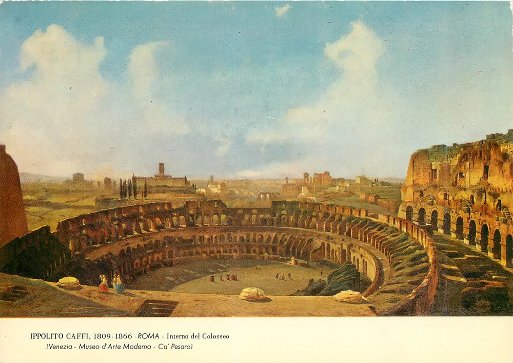 Innenansicht des Kolosseums — Gemälde von Ippolito Caffi (1809-1866) — Museum of Modern Art Ca' Pesaro, Venedig - Vorderseite