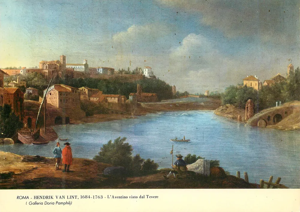 Rom - Hendrik Van Lint, 1684-1763 - Ansicht des Aventinus vom Tiber (Galleria Doria Pamphilj) - Vorderseite