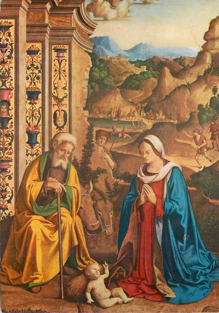Adoração do Bambino — Palmezzano — Impresso na Itália - Frente