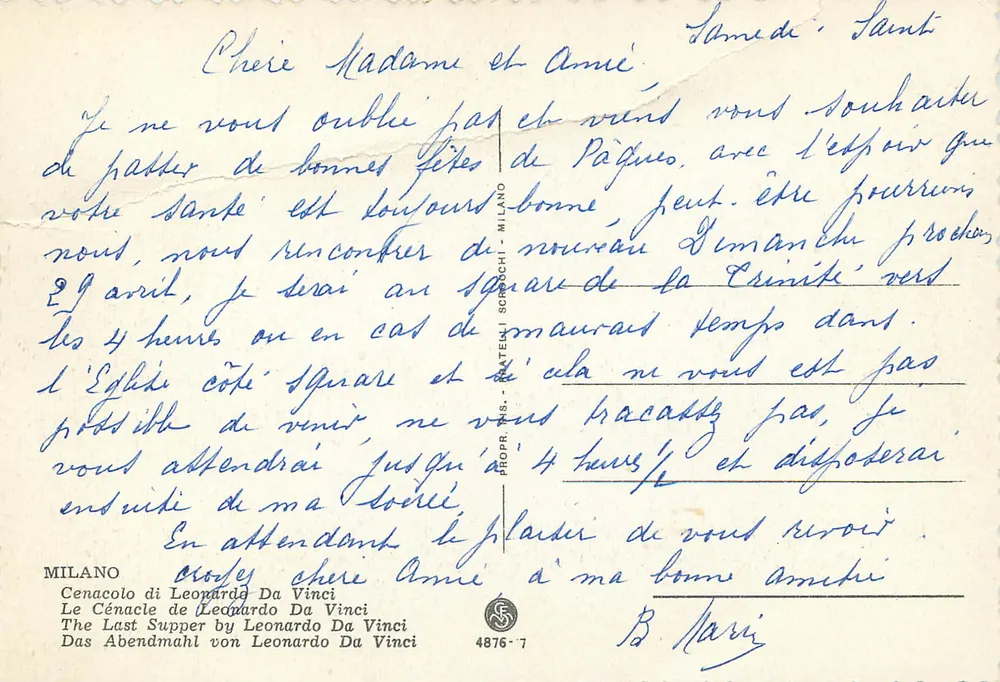 O Jantar da Última Ceia — reprodução — Propriedade Schochi, n° 4876-7 - Verso