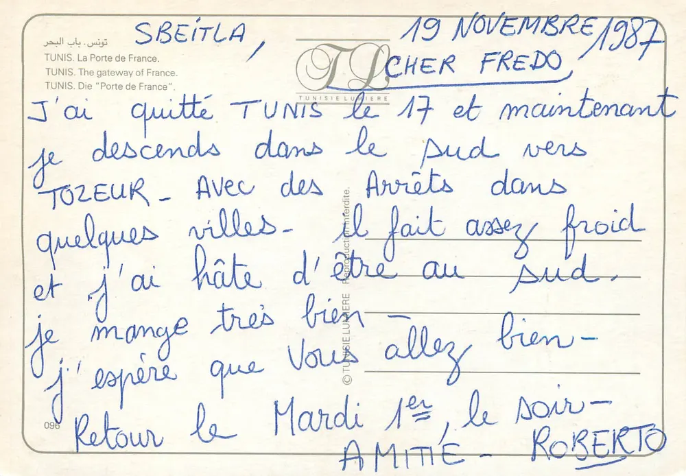 TUNIS — Porta di Francia — TUNISIE LUMIERE n°096 - Verso