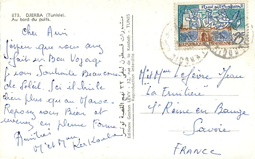 Djerba (Tunísia) — Ao lado do poço — Edições LEVY, n°873 - Verso