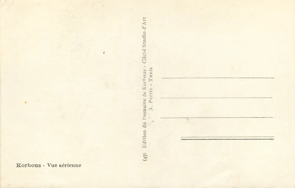 Korbous — Vista Aérea — Édition du Domaine d'Art, Tunísia - Verso