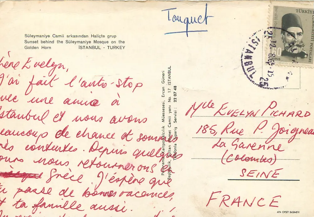 Tramonto dietro la moschea Süleymaniye — Istanbul, Turchia — editore Ercan Güneri, n°17 - Verso