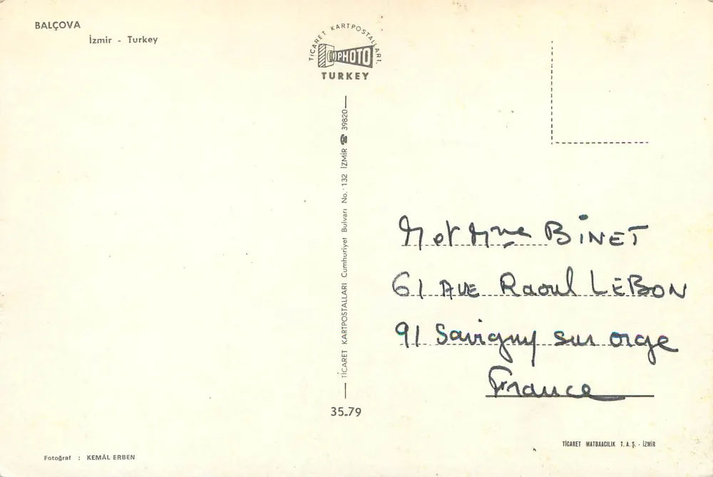 Balçova — vista panorâmica — TİCARET KARTPOSTALLARI, n° 132 - Verso