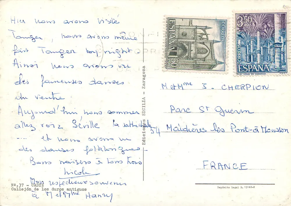 Callejón de los duros antiguos — Cádiz — Edizioni Sicilia, n°37 - Verso