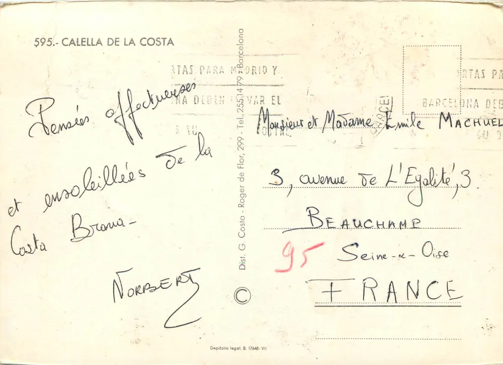 Calella de la Costa — vista panorâmica e cenas locais — Dist. G. Costa - Roger de Flor, 595 - Verso