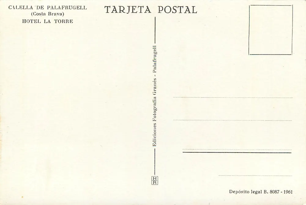 Hotel La Torre — Calaella de Palafrugell (Costa Brava) — Editions Fotografías Granés - Rückseite