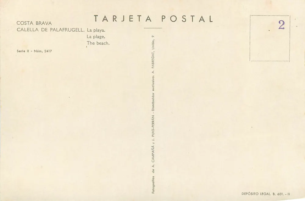 Calella de Palafrugell — Costa Brava — A. Campañá y J. Puig-Ferrán, serie II n°2417 - Achterkant