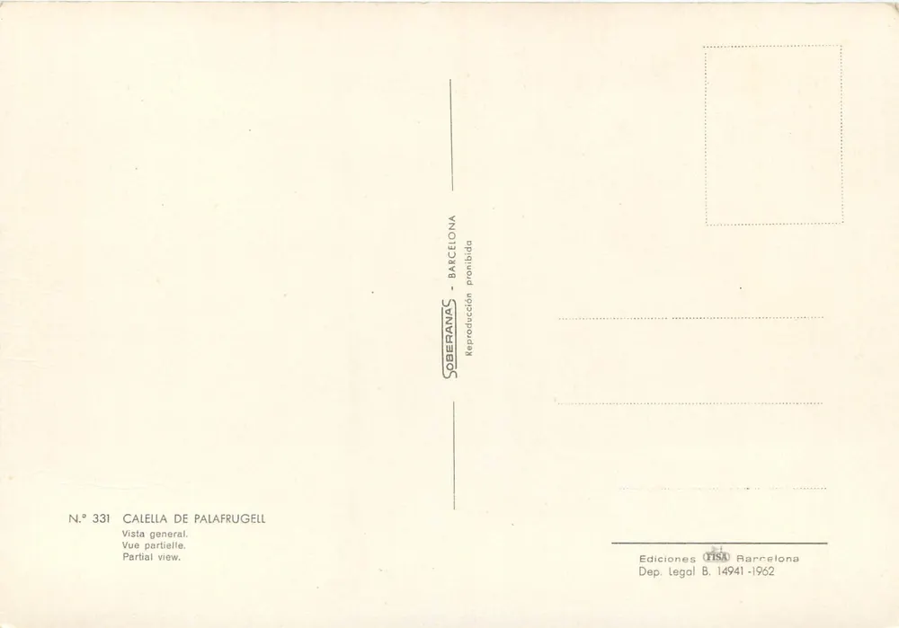 Calella de Palafrugell — gedeeltelijke weergave — Ediciones OTISO, nr. 331 - Achterkant