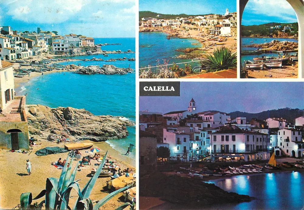 Calella — vista da praia, do porto e do vilarejo — Costa Brava n° 1200 - Frente