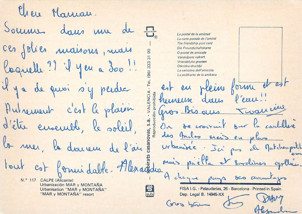 Calpe — Luftbild des Hafens und des Hangdorfes — Verlag Subirats Casanovas, N.º 117 - Rückseite