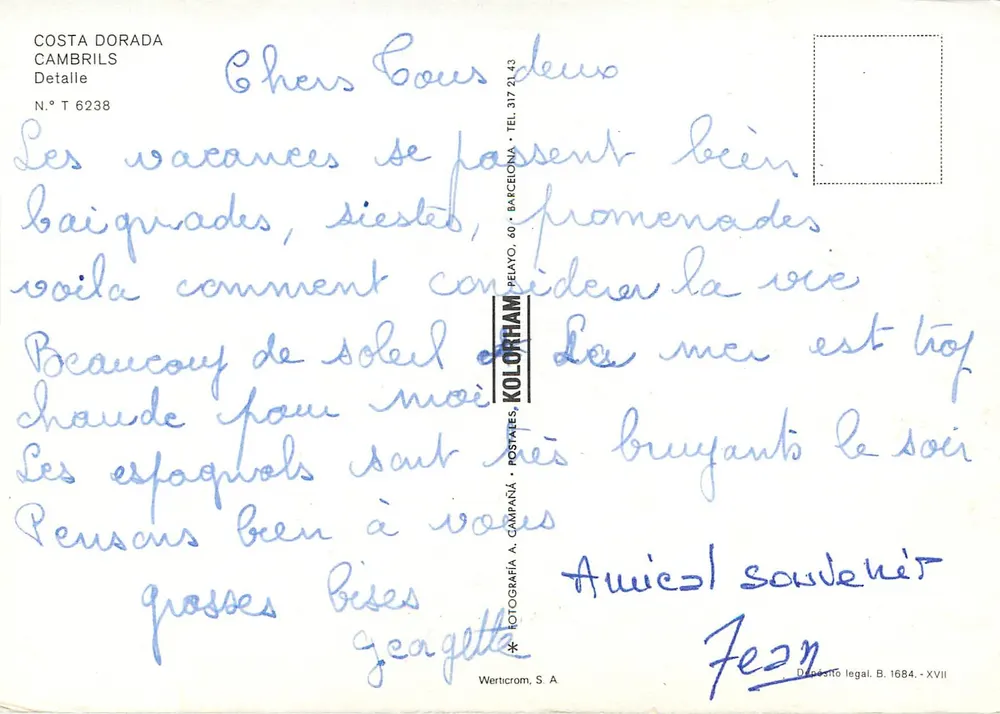 Cambrils — Porto com embarcações de pesca — Kolorham, N° 6238 - Verso
