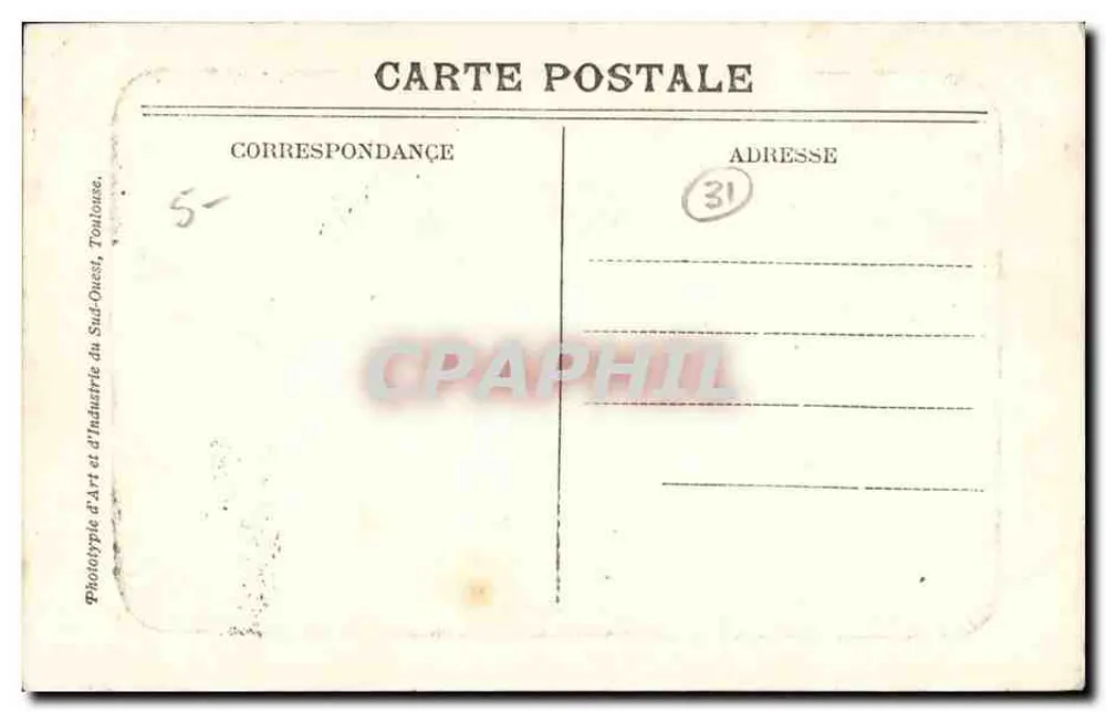 Toulouse — Portal da Dalbade — Fototipia de Arte e Indústria do Sudoeste - Verso