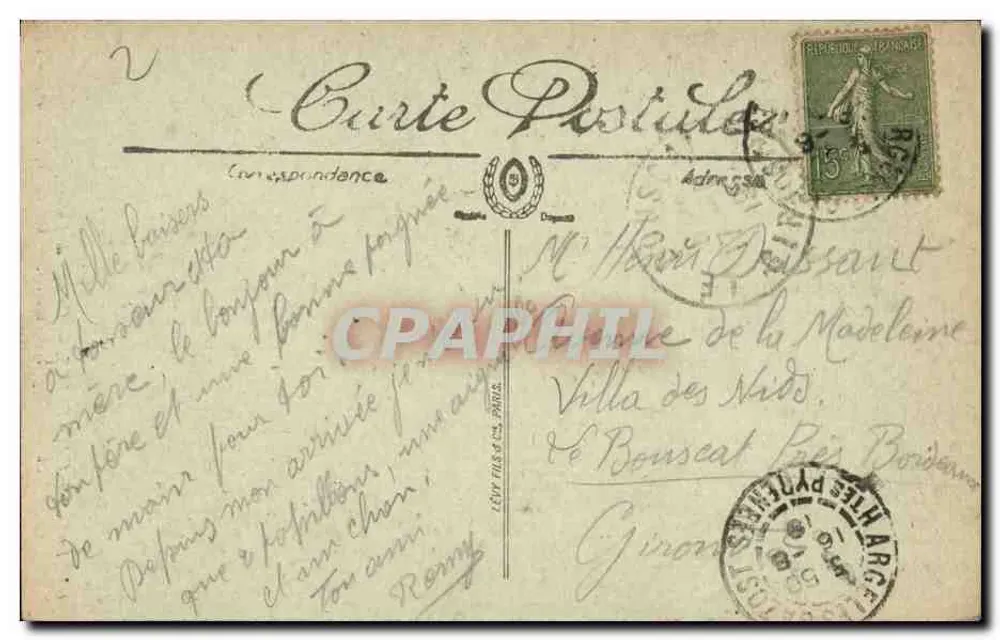 Env. de Cauterets — Cachoeira de Lulour — LL. — N° 68 - Verso
