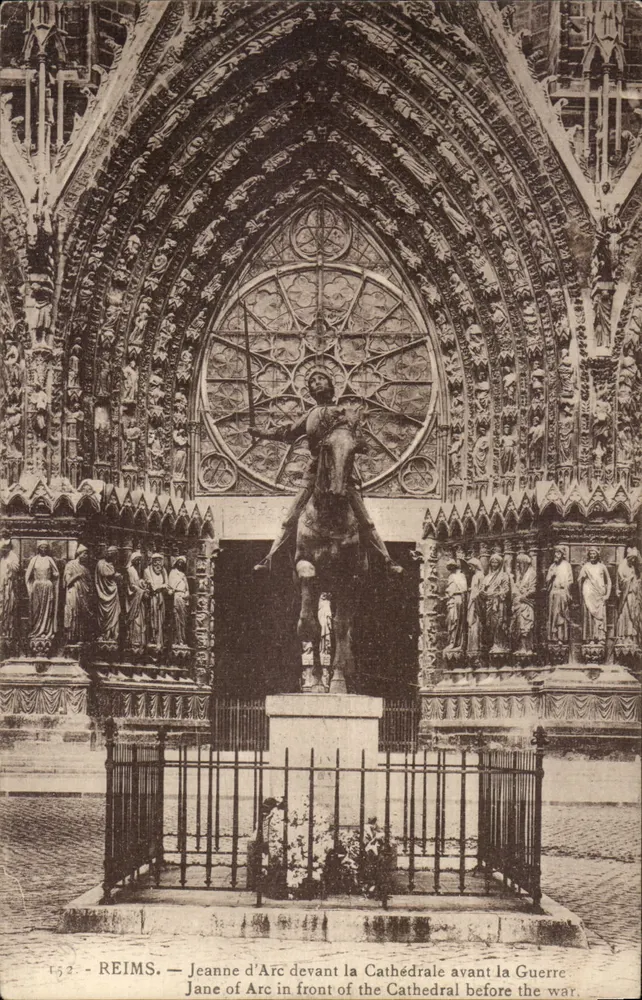 Reims — Jeanne d'Arc vor der Kathedrale vor dem Krieg — Verlag Bandet Nr. 152 - Vorderseite