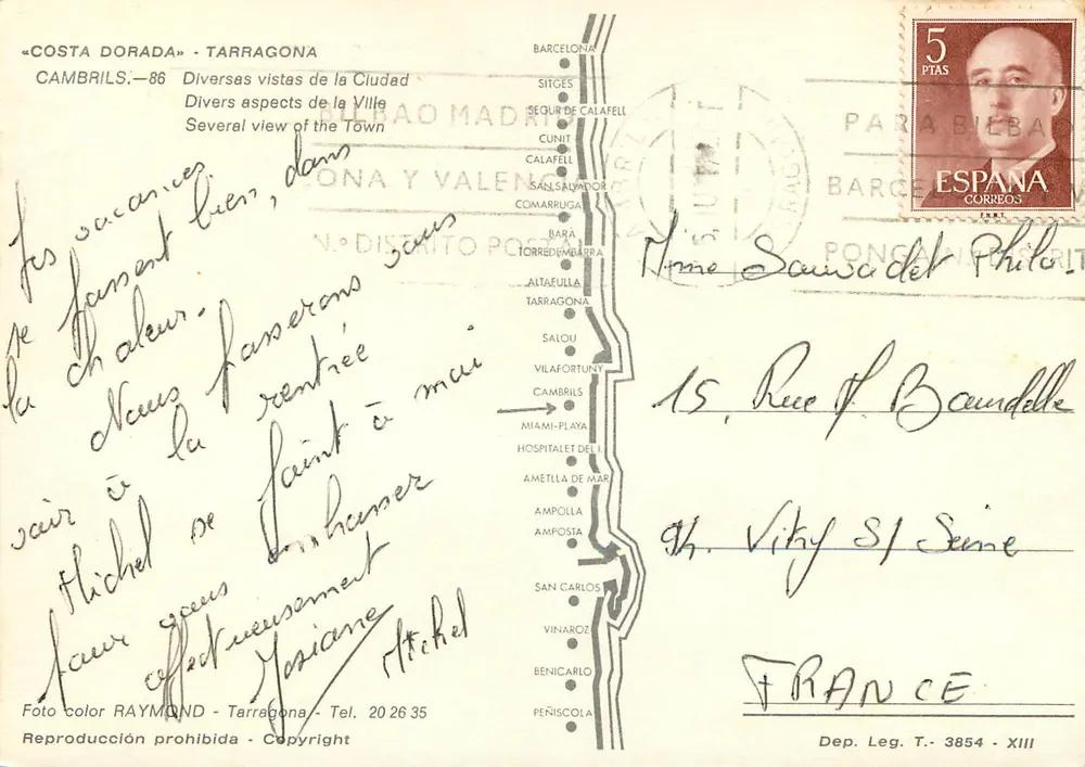 Cambrils — Hafen und Fischer — Verlag RAYMOND, Tarragone - Rückseite