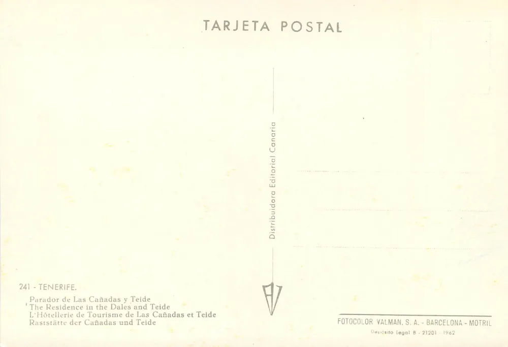 Parador de Las Cañadas y Teide — Tenerife — FOTOCOLOR VALMAN, S.A. - BARCELONA - MOTRIL - Rückseite