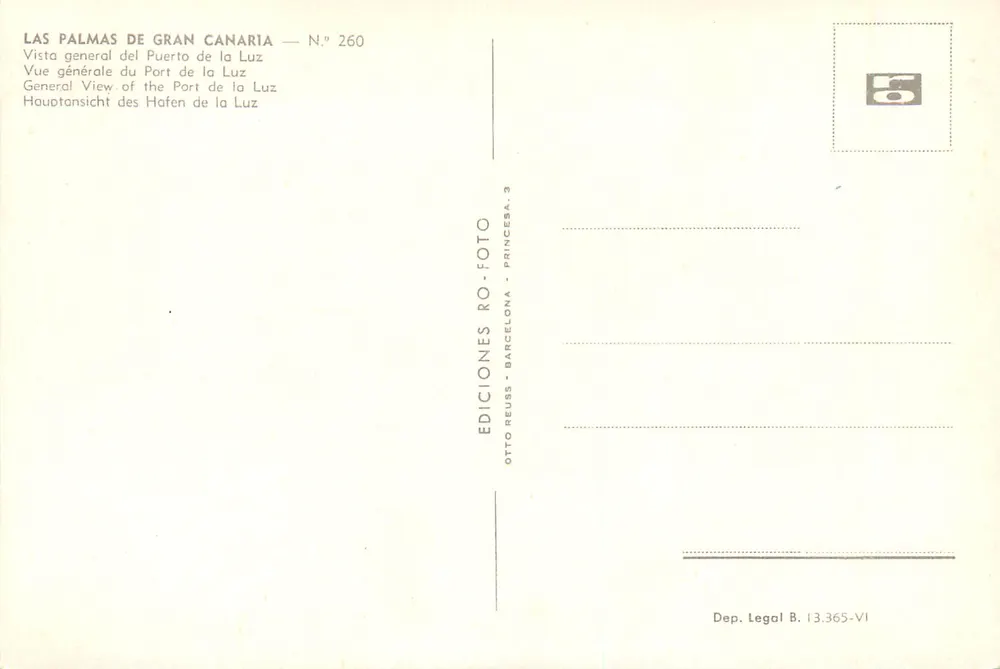 Las Palmas de Gran Canaria — Allgemeiner Blick auf den Hafen von Luz — Éditions Reuss, n° 260 - Rückseite