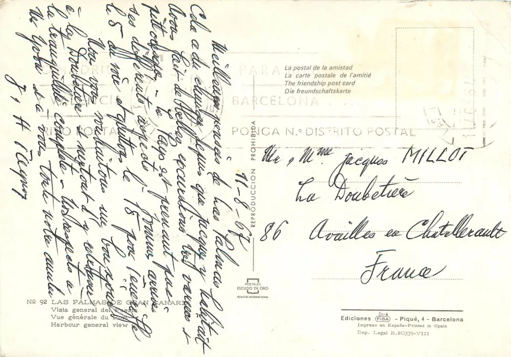 Las Palmas de Gran Canaria — Algemene uitzicht van de haven — Ediciones PISA, n° 92 - Achterkant