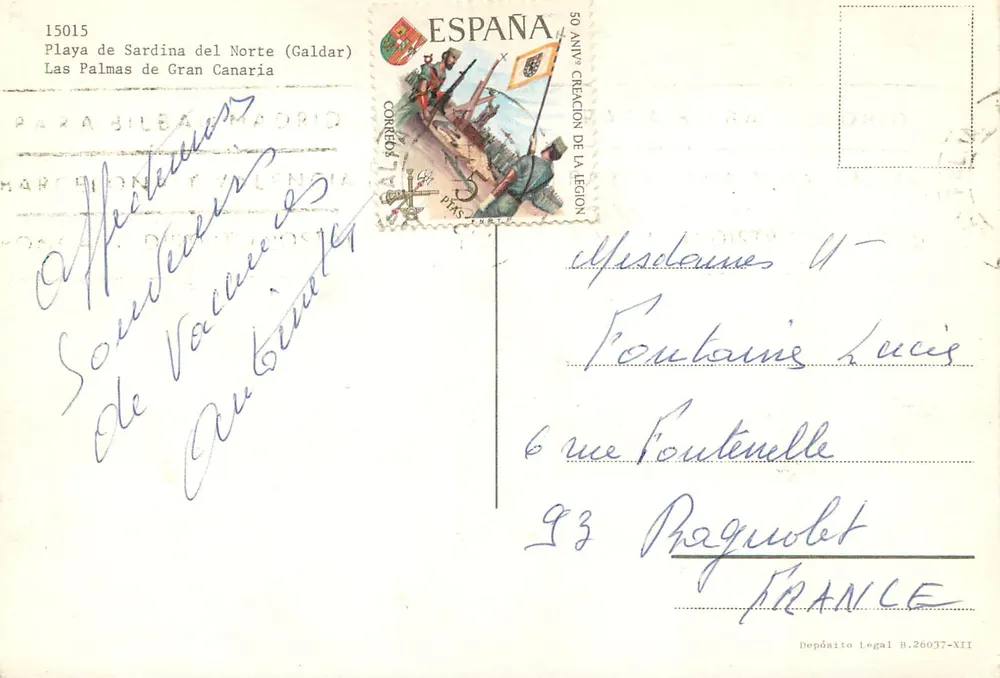 Kamel und Esel — Playa de Sardina del Norte (Caldar), Las Palmas de Gran Canaria — Verlag nicht sichtbar - Rückseite
