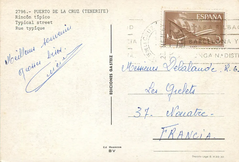 Puerto de la Cruz (Tenerife) — Typische Straße — Editions Gasteiz Nr. 2796 - Rückseite