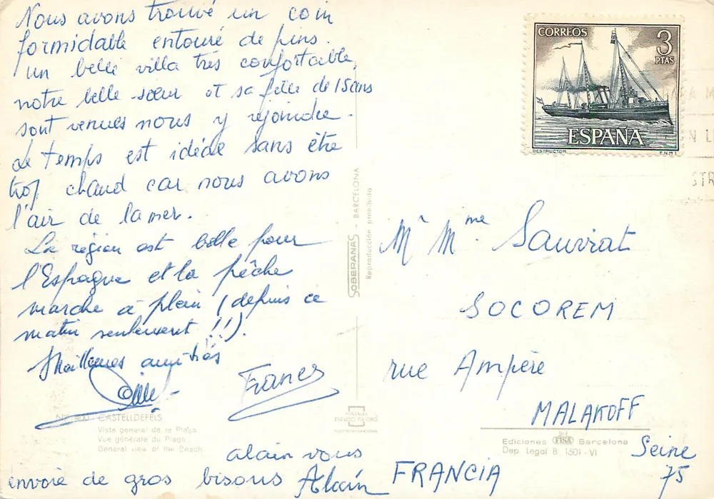 Visão geral da praia — Ed. SOBERANAS, n° 1501-VI - Verso