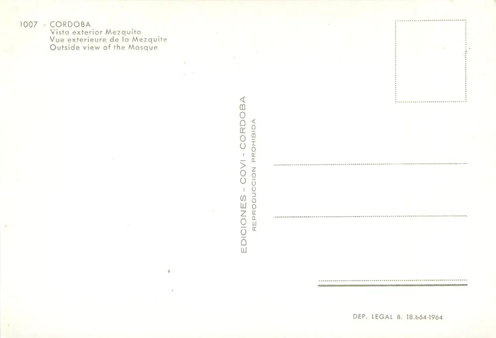 Córdoba — Moschee — Éditions Cordoue, n°1007 - Rückseite