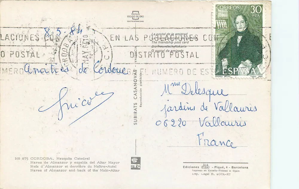 Naves da Almanzor e espalda do Maître-Autel — Córdova — Edições FIBA, n° 875 - Verso