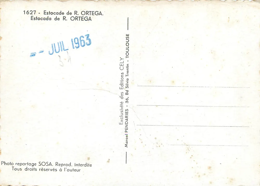 Estocada de R. ORTEGA — Toulouse — Éditions CELY - Verso