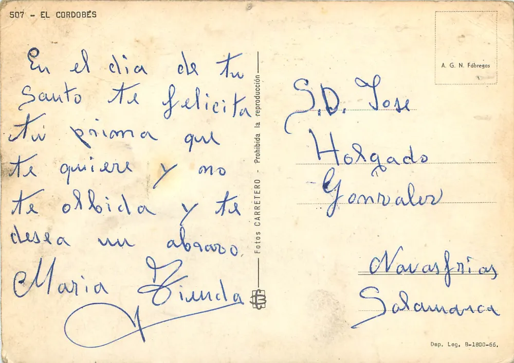 El Cordobes — toureiro — editor A. G. N. Fábregas, n° 507 - Verso