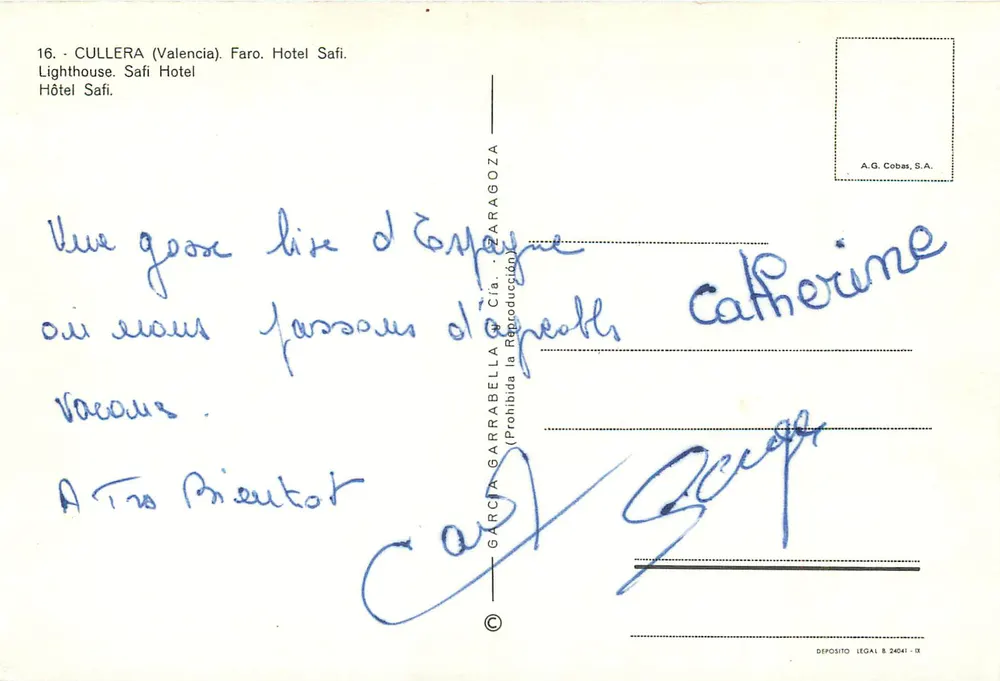 Cullera (Valencia) — Lighthouse and Hotel Safi — Publisher A.G. Cobas, S.A. - Back