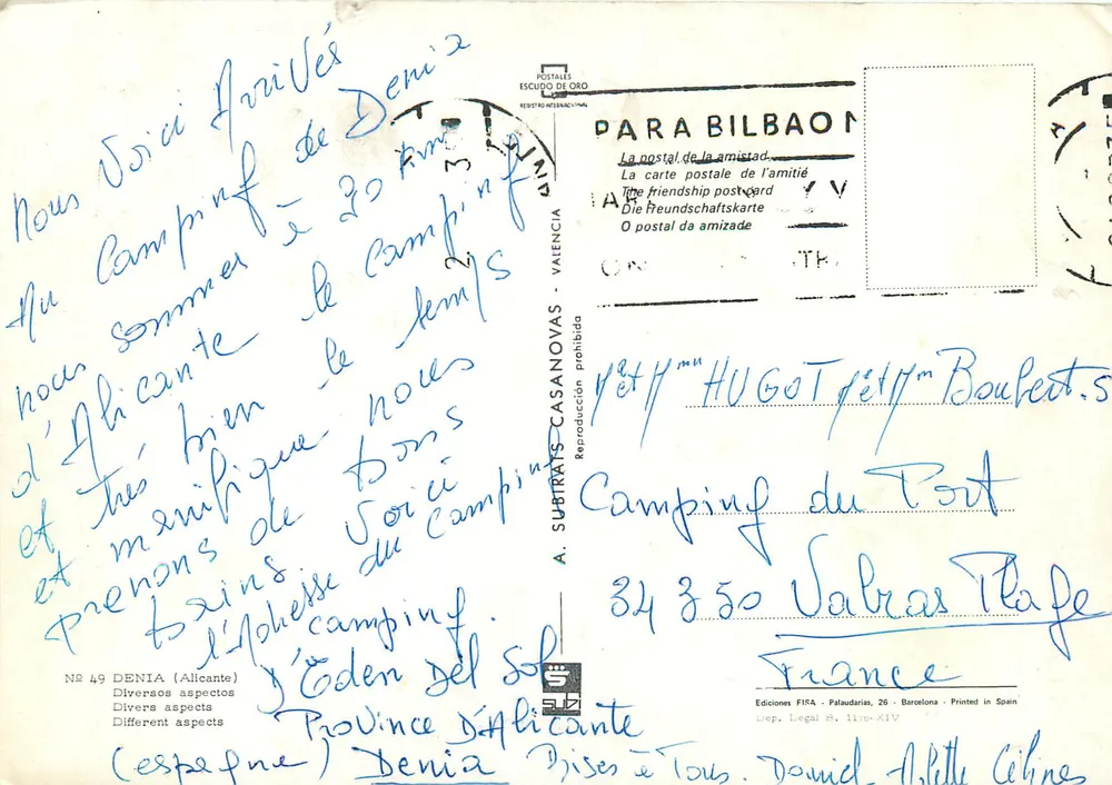 Denia — Vista panorâmica e pratos típicos — A. Subirats Casanovas - Verso