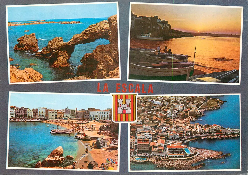 La Escala — vista panorâmica e paisagens costeiras — Postales Internacional-Color - Frente
