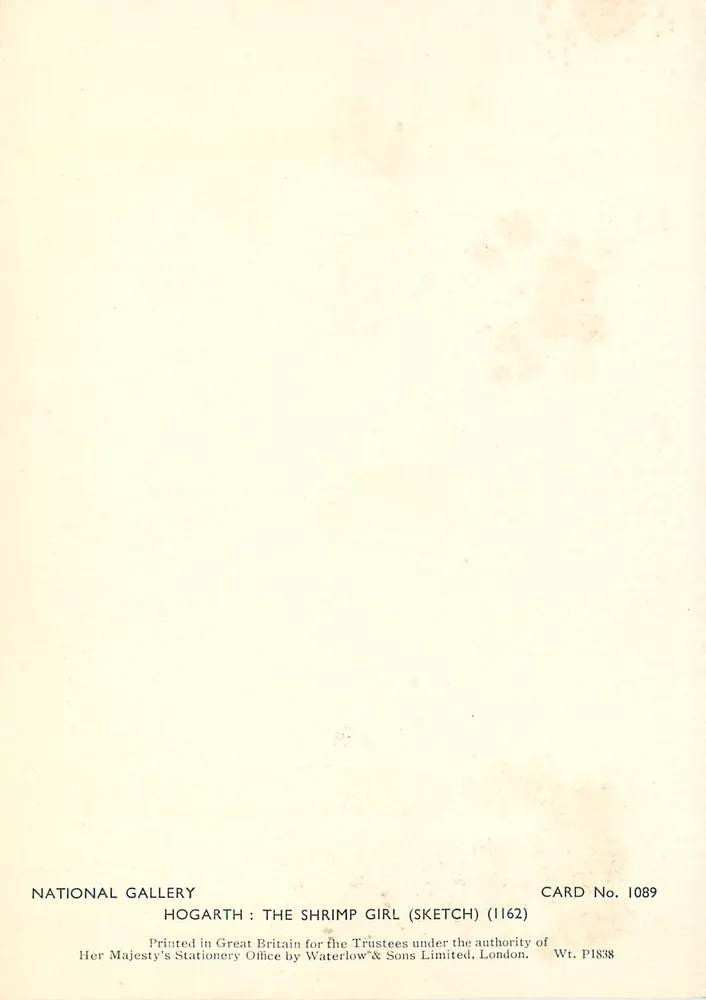 Das junge Mädchen mit Garnelen — Zeichnung — National Gallery, Karte Nr. 1089 - Rückseite