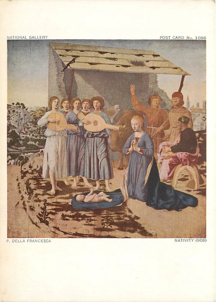 Natividade — pintura de P. Della Francesca — National Gallery, postal n° 1086 - Frente