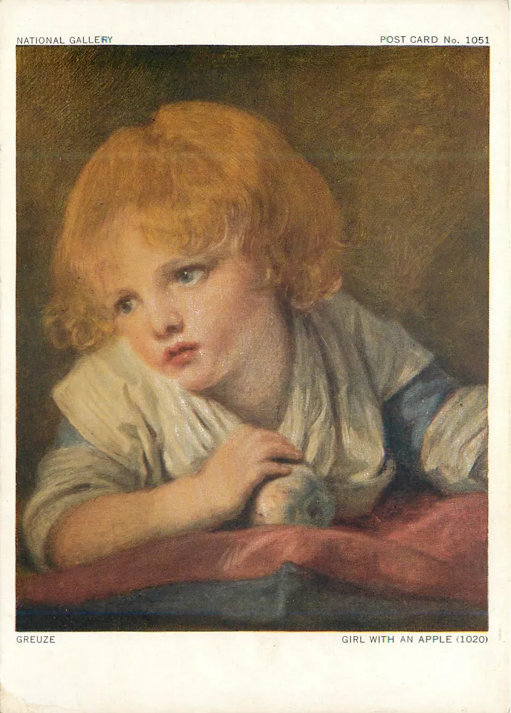 Frau mit einer Birne — Gemälde von Greuze — National Gallery, Ansichtskarte Nr. 1051 - Vorderseite