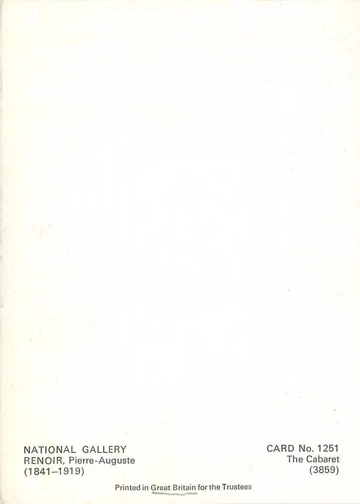 Das Cabaret — Gemälde von Renoir — Ausgabe National Gallery - Rückseite