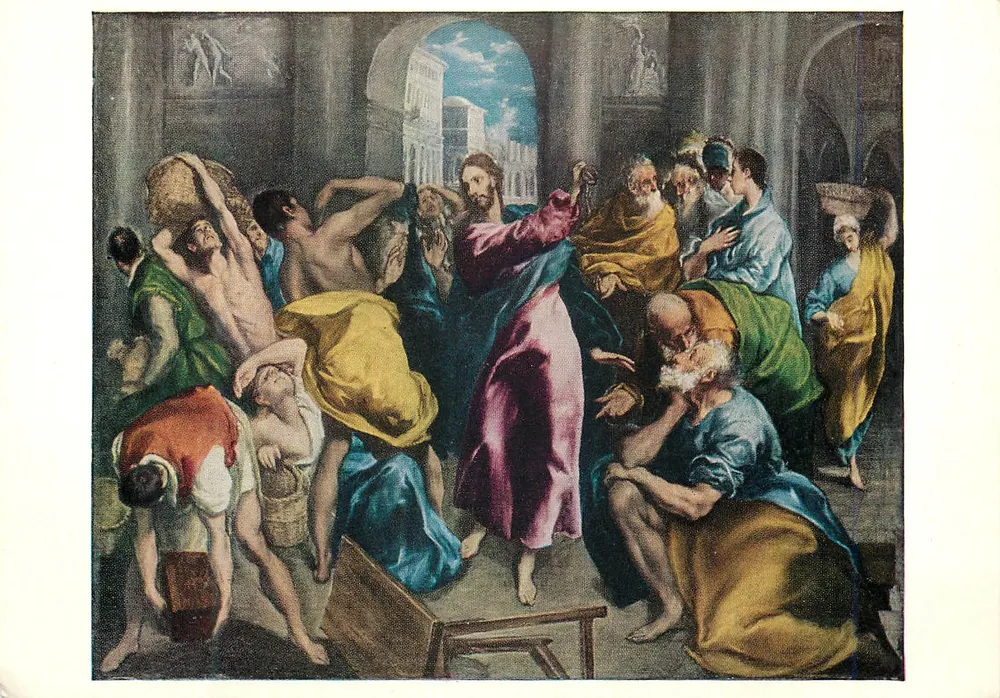 Christus treibt die Händler aus dem Tempel — El Greco (1541-1614) — National Gallery, Kartennummer 1197 - Vorderseite