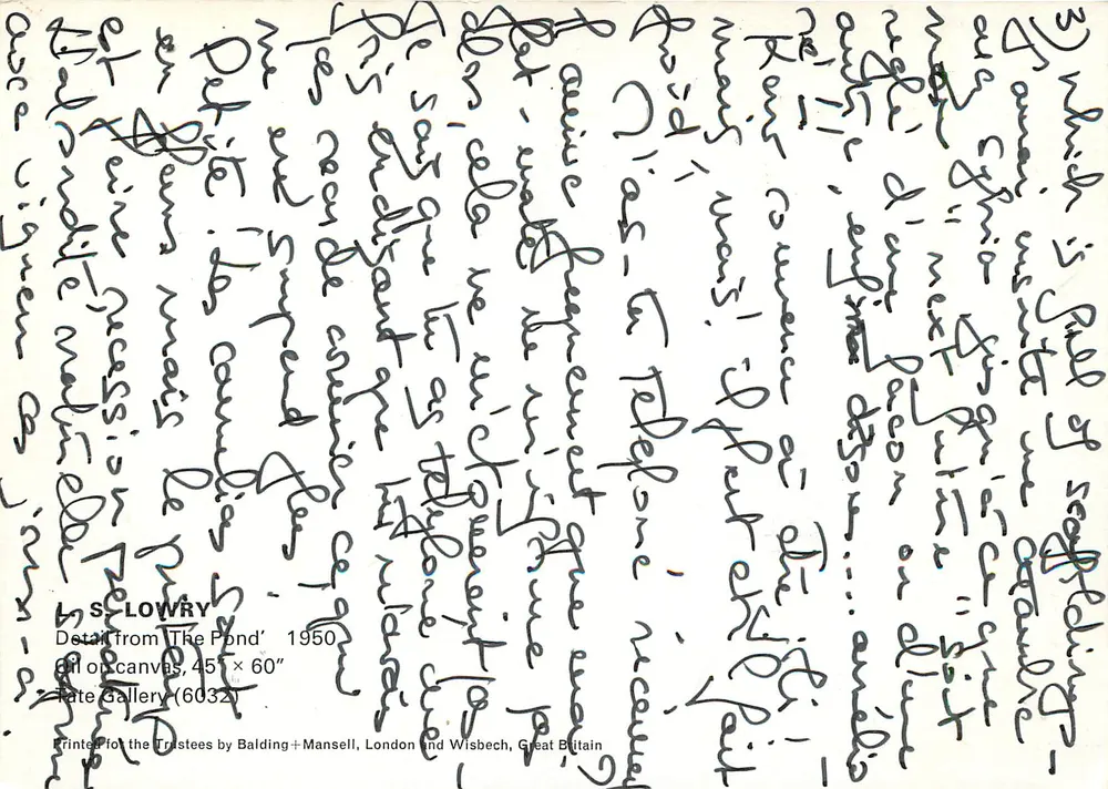 Marcha de crianças — detalhe de 'The Pond' — S. Lowry - Verso