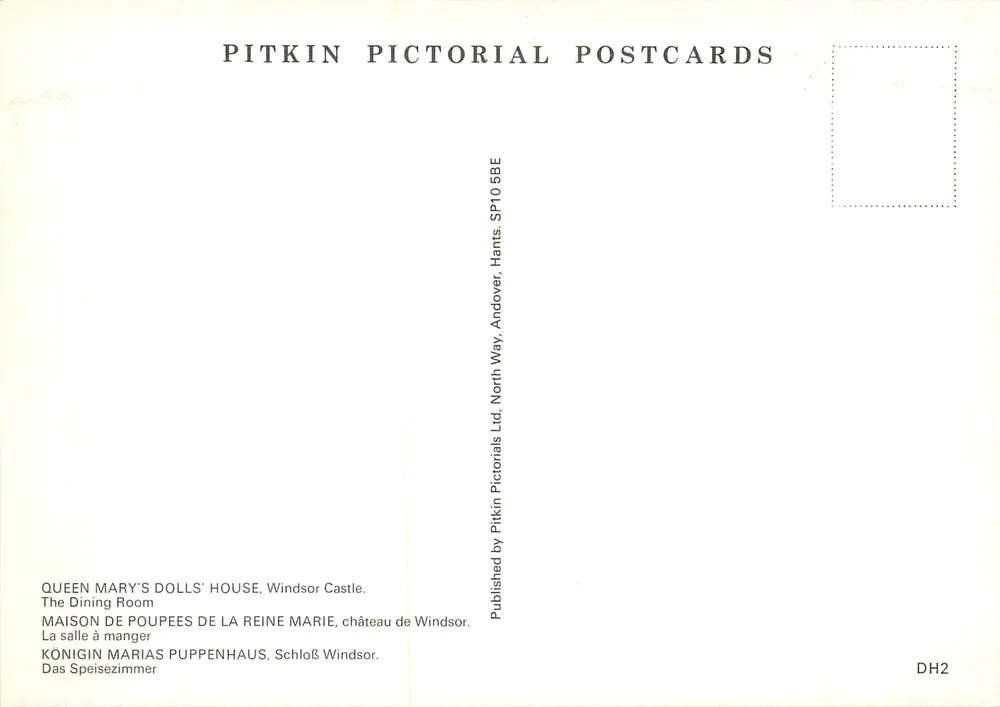 Esszimmer der Königin Marie — Schloss Windsor — Pitkin Pictorial Postcards DH2 - Rückseite