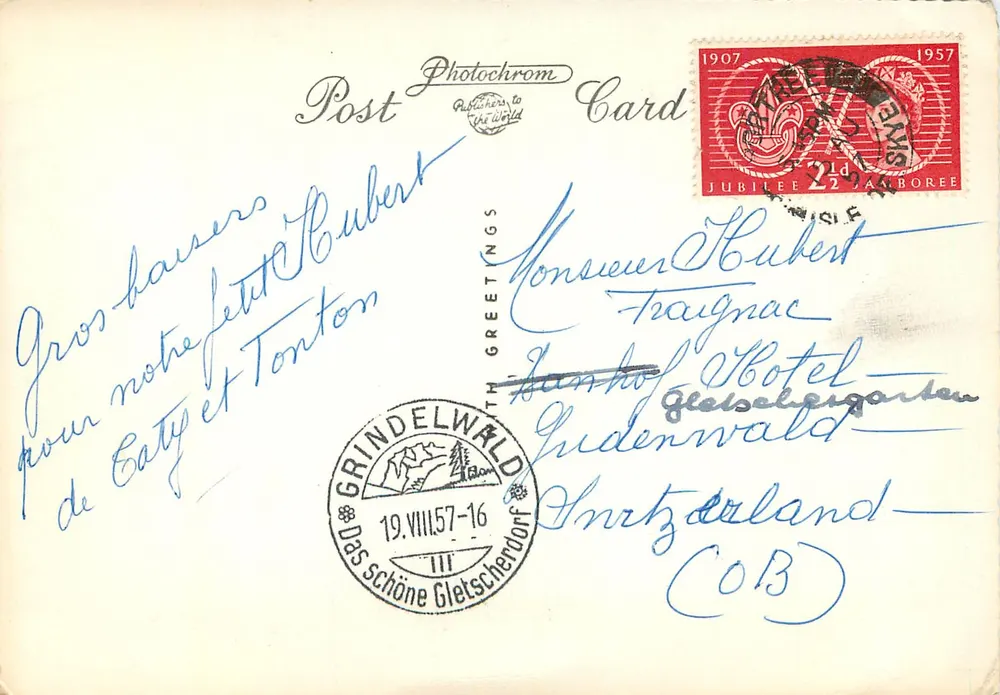 Un Pipe Major des Scots Guards — Photocrom Card — Grindelwald, Suisse - Verso