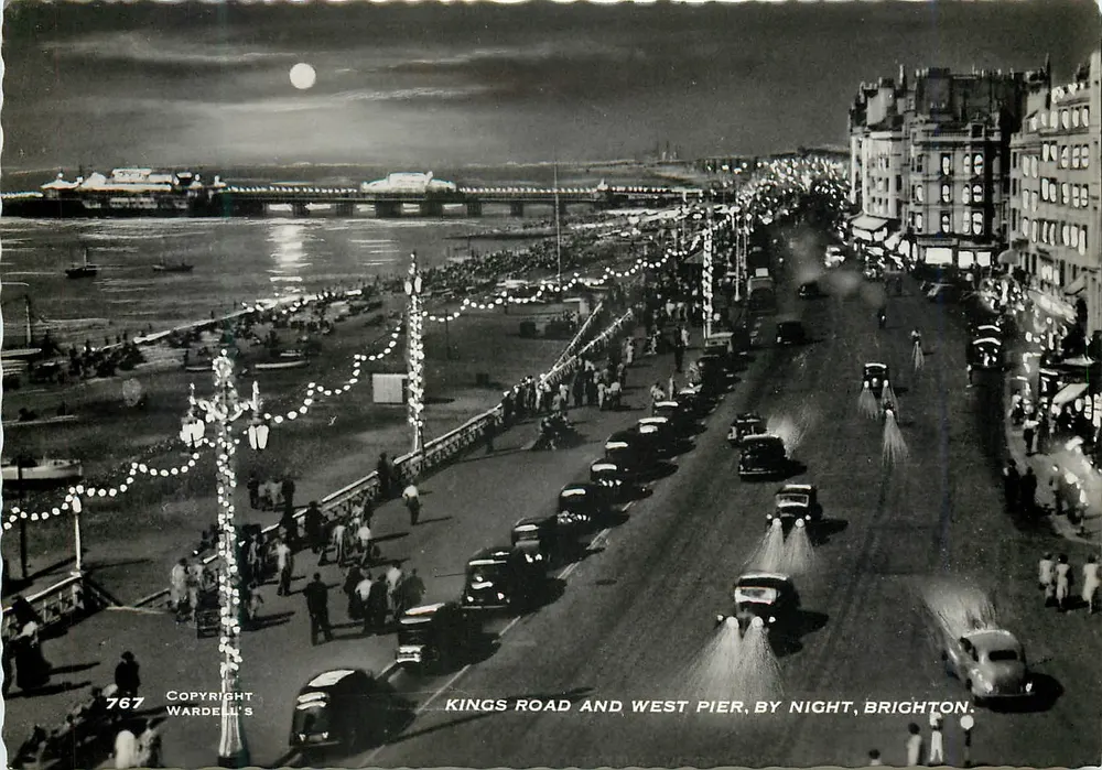 Kings Road and West Pier, by Night, Brighton — Wardell's, n°767 - Recto