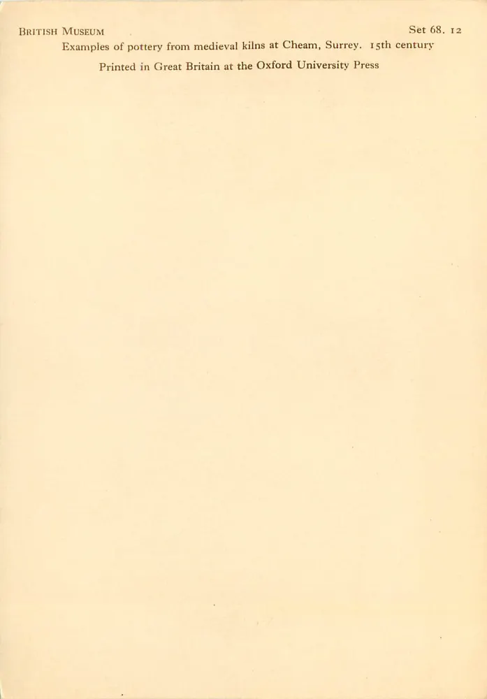 Töpferware aus mittelalterlichen Ofen in Cheam, Surrey — 15. Jahrhundert — British Museum, Set 68.12 - Rückseite