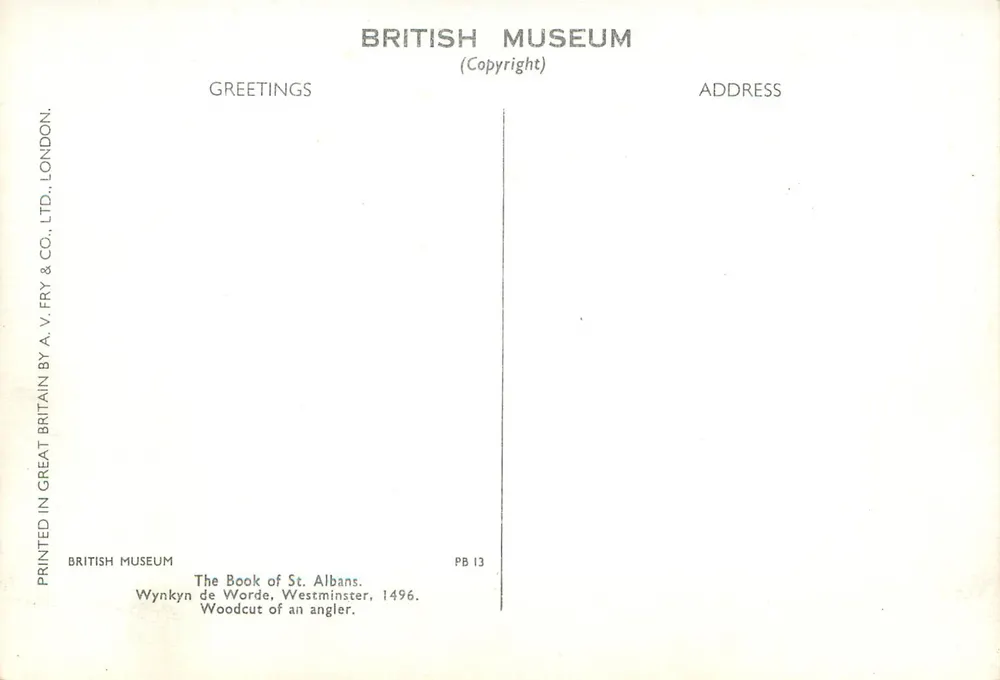 Wynkyn de Worde, Westminister — Holzschnitt eines Fischers — British Museum, PB 13 - Rückseite