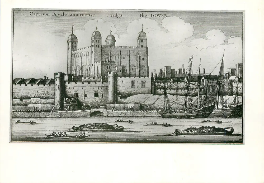 A Torre de Londres — gravura de Wenceslaus Hollar — editada por A.V. Fry & Co. Ltd. - Frente
