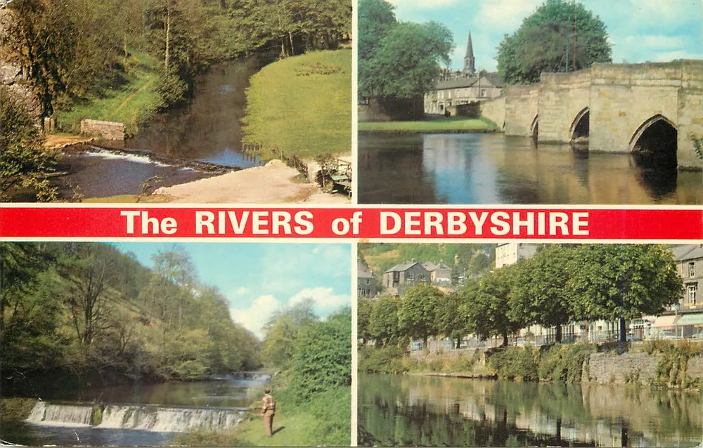 De rivieren van Derbyshire — Dove, Lathkill, Wye, Derwent — A Dennis Postcard - Voorkant