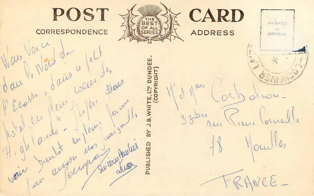 Hotel Aultnamain — Ross-shire — Uitgegeven door J.B. White, n° A.3019 - Achterkant