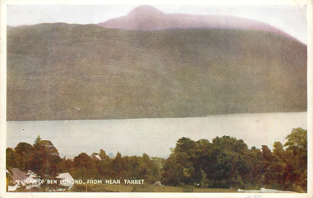 Gipfel von Ben Lomond, von nahe Tarbet — Ansicht des Sees und der Berge — Verlag Davidson's Card Ltd, Serie nicht sichtbar - Vorderseite