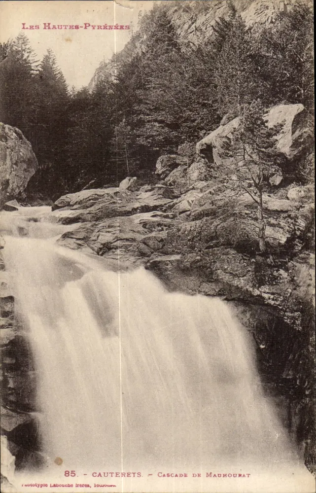 As Altas-Pirineus — Cachoeira de Maudhourat — Fototipia Labouche Iréna, Louvouen, n°85 - Frente